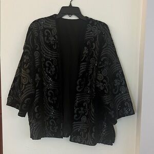 Black Patterned Sequin Jacket – Size OS ✨🖤